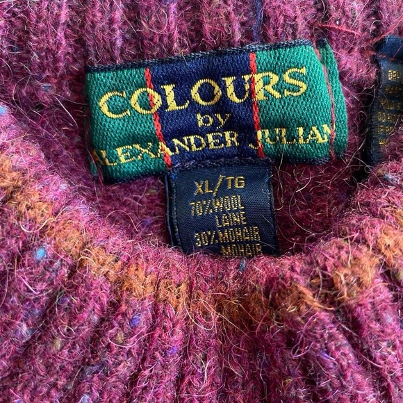 Vintage burgundy argyle wool mohair sweater - Picture 5 of 8